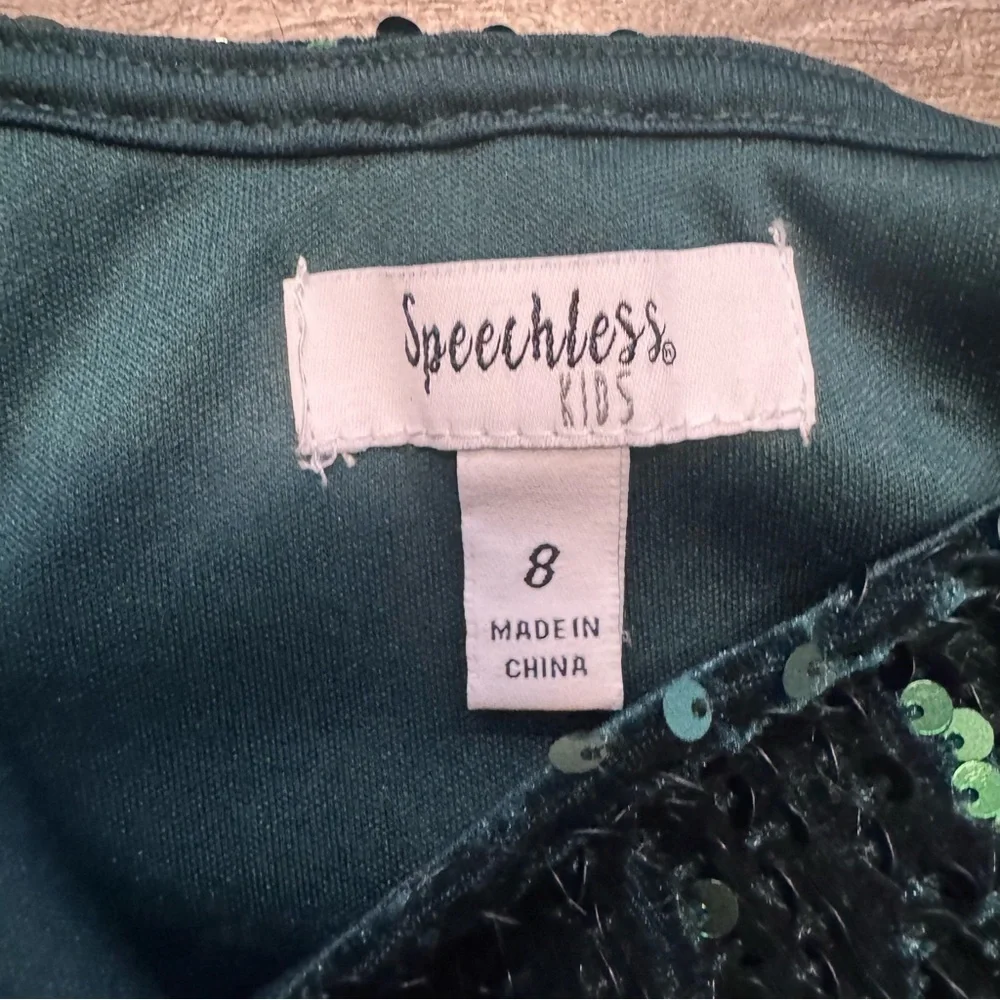 Speechless Short Sleeve Green Sequin Bodice Tulle Skirt Party Dress Girls Sz. 8